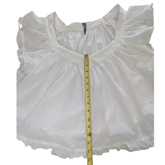 By Anthropologie “In Bloom” White Flutter Sleeve Popover Top Boho Feminine *SZ L - Picture 4 of 9